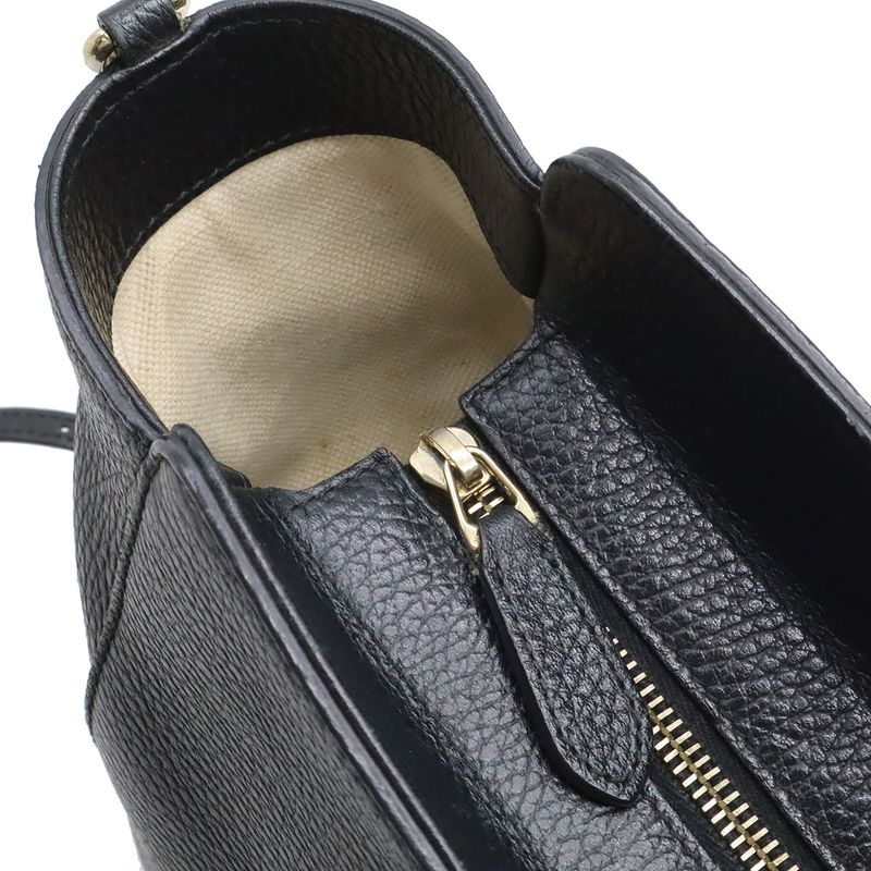Gucci Swing Tote Shoulder Bag Leather Black