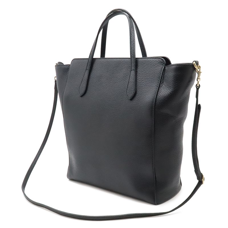 Gucci Swing Tote Shoulder Bag Leather Black