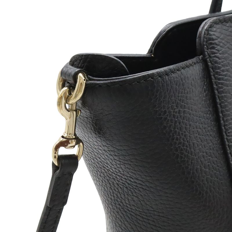 Gucci Swing Tote Shoulder Bag Leather Black