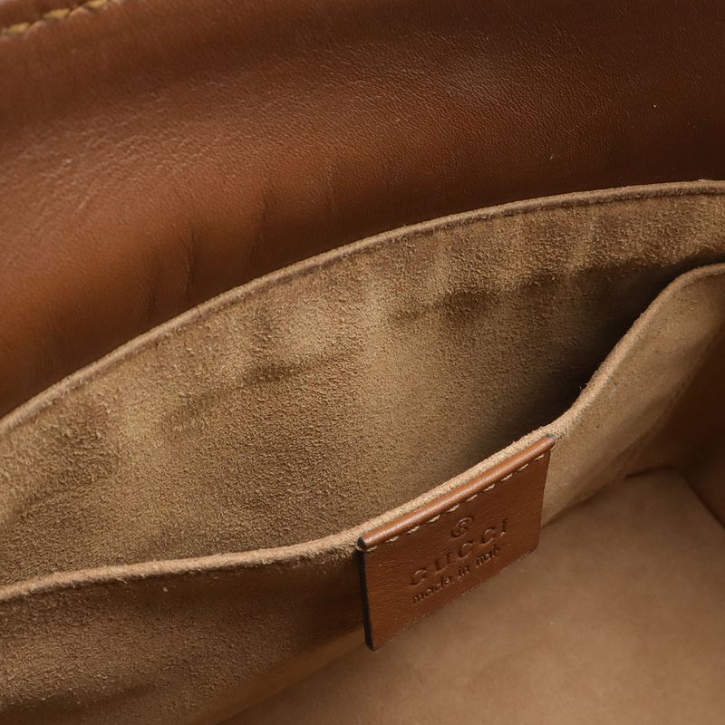 Gucci GG Supreme Mini Bag 2-Way Crossbody Leather Beige Brown Gold