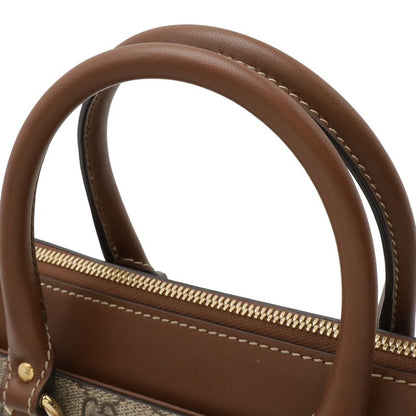 Gucci GG Supreme Mini Bag 2-Way Crossbody Leather Beige Brown Gold