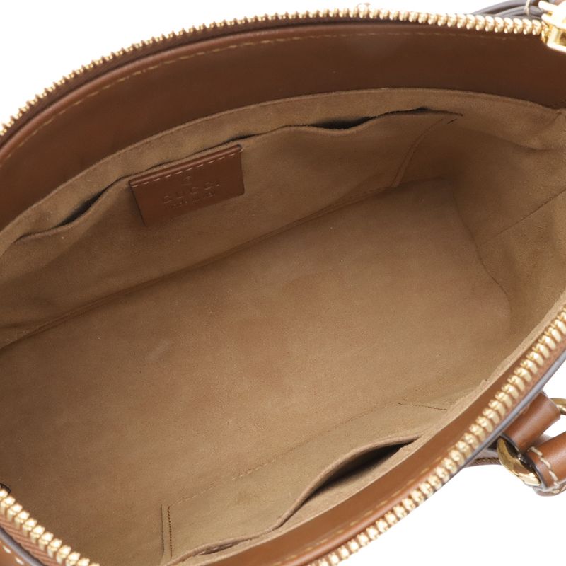 Gucci GG Supreme Mini Bag 2-Way Crossbody Leather Beige Brown Gold