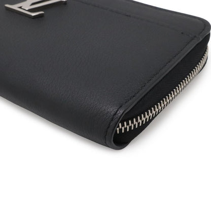 Louis Vuitton Zippy Lockme Logo Zip Around Wallet Calf Leather Noir Black Silver