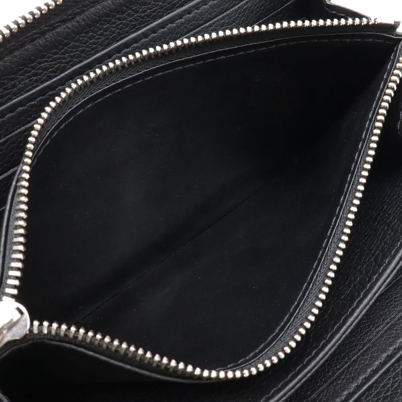 Louis Vuitton Zippy Lockme Logo Zip Around Wallet Calf Leather Noir Black Silver