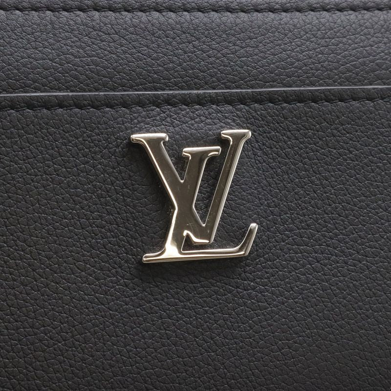 Louis Vuitton Zippy Lockme Logo Zip Around Wallet Calf Leather Noir Black Silver