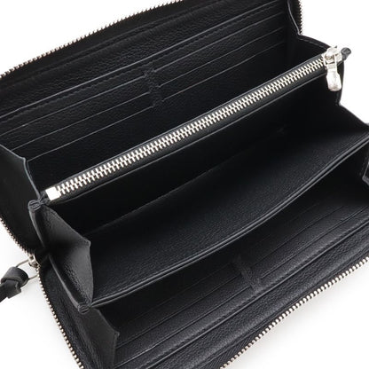 Louis Vuitton Zippy Lockme Logo Zip Around Wallet Calf Leather Noir Black Silver