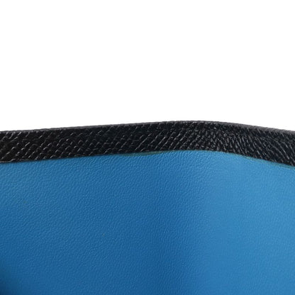 Bvlgari Man Bifold Wallet Grain Leather Black Blue Silver