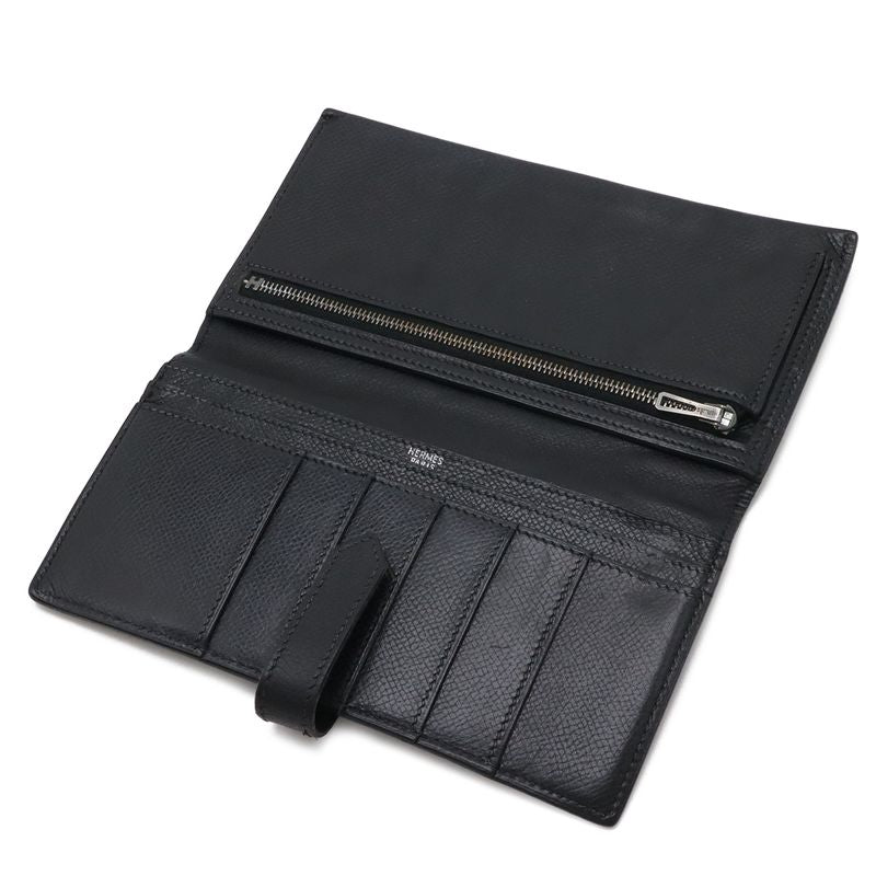 Hermes Bearn Classic Bifold Wallet Veau Epsom Black Silver
