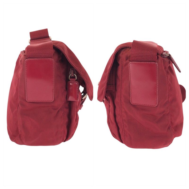 Prada Tessuto Red Silver Nylon Shoulder Bag Pochette