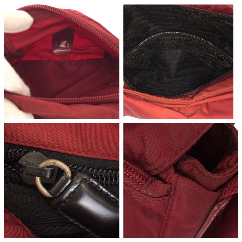 Prada Tessuto Red Silver Nylon Shoulder Bag Pochette