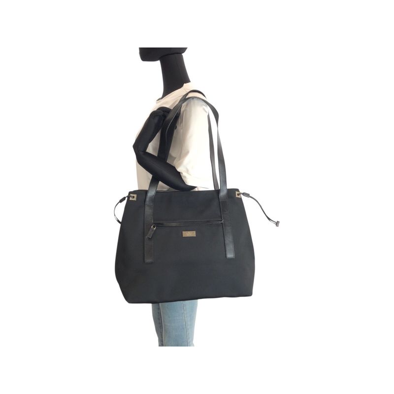Gucci Black Silver Nylon Leather 019 Tote Shoulder Bag