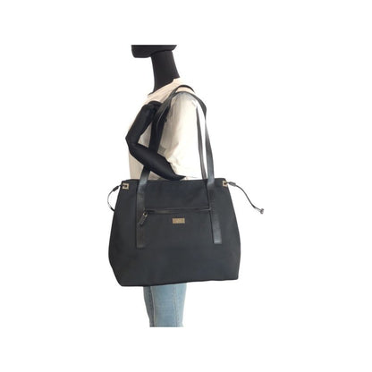 Gucci Black Silver Nylon Leather 019 Tote Shoulder Bag