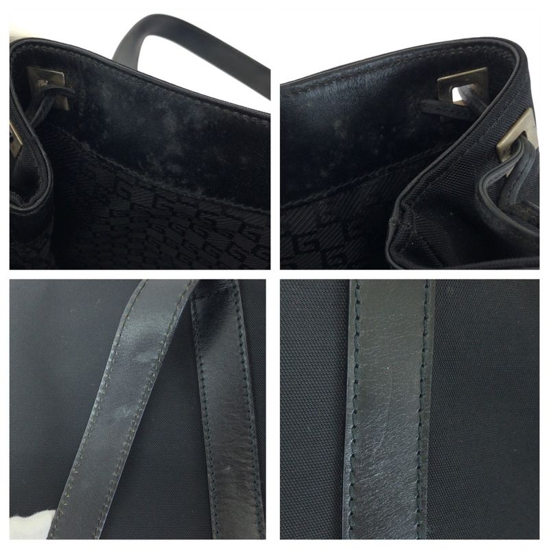Gucci Black Silver Nylon Leather 019 Tote Shoulder Bag