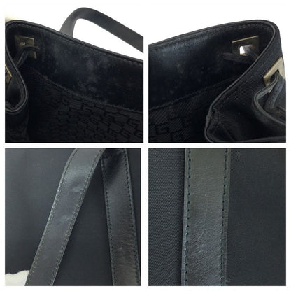 Gucci Black Silver Nylon Leather 019 Tote Shoulder Bag