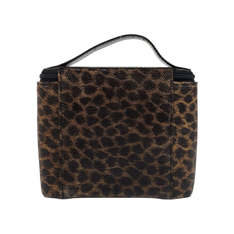 Loewe Vintage Leopard Brown Black Enamel Handbag Vanity Bag