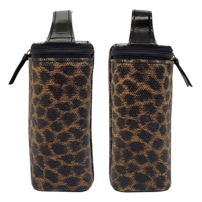 Loewe Vintage Leopard Brown Black Enamel Handbag Vanity Bag
