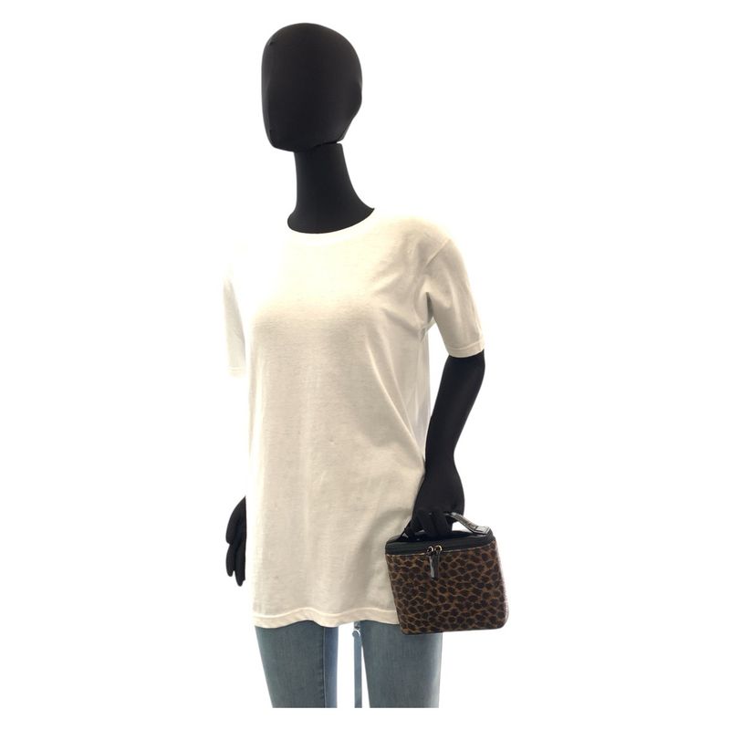 Loewe Vintage Leopard Brown Black Enamel Handbag Vanity Bag
