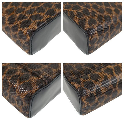 Loewe Vintage Leopard Brown Black Enamel Handbag Vanity Bag