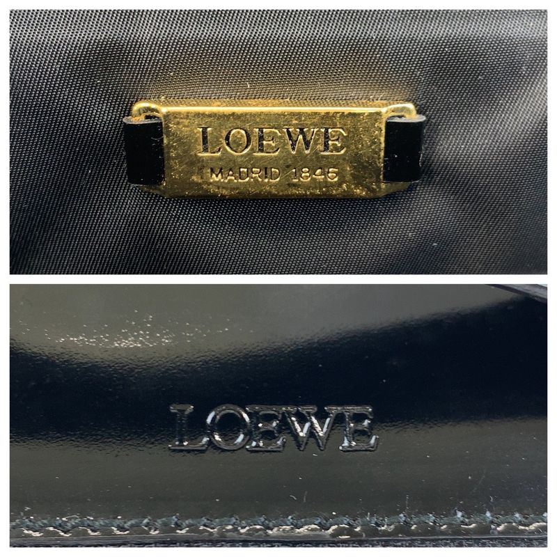 Loewe Vintage Leopard Brown Black Enamel Handbag Vanity Bag