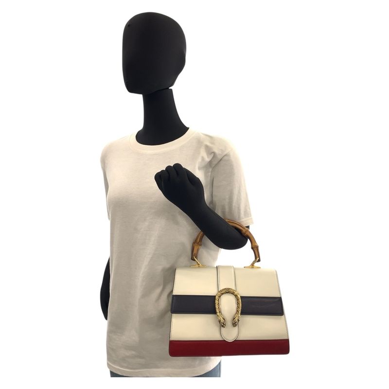 Gucci Dionysus Bamboo White Navy Red Leather 2-Way Shoulder Bag