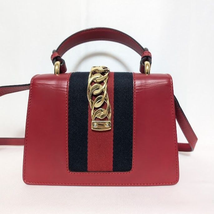 Gucci Sylvie Sherry Line Red Leather 2-Way Shoulder Bag