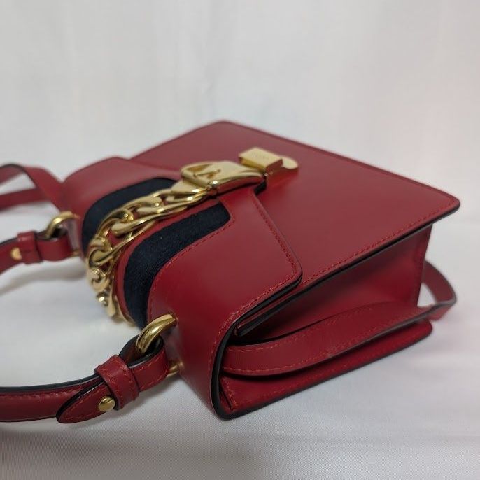 Gucci Sylvie Sherry Line Red Leather 2-Way Shoulder Bag