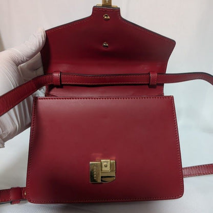 Gucci Sylvie Sherry Line Red Leather 2-Way Shoulder Bag
