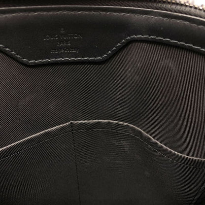 Louis Vuitton Monogram Sac Plat Cloth Handbag Taurillon Leather Black Luxury