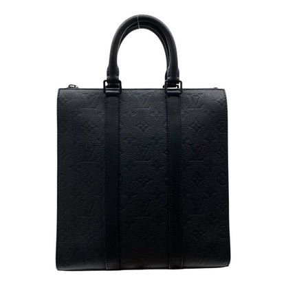 Louis Vuitton Monogram Sac Plat Cloth Handbag Taurillon Leather Black Luxury