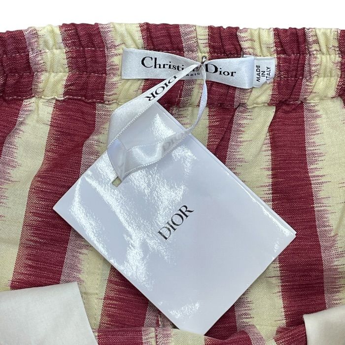 Dior Striped Shorts Cotton Red Yellow Sophisticated Comfortable Lightweight