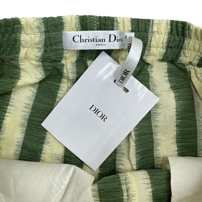 Dior Striped Shorts Cotton Green Yellow Sophisticated Comfortable Lightweight