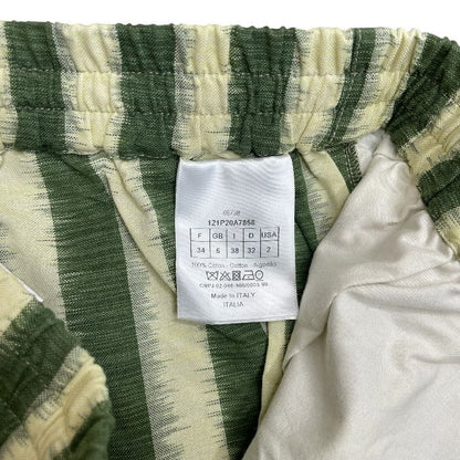 Dior Striped Shorts Cotton Green Yellow Sophisticated Comfortable Lightweight