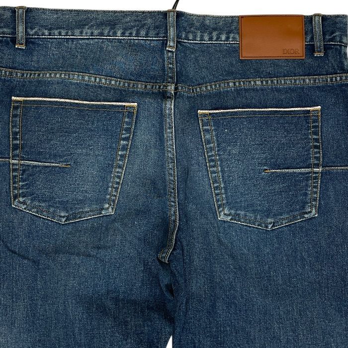 Dior Kenny Scharf Logo Patch Denim Pants Cotton Blue Sophisticated Comfortable