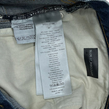 Dior Kenny Scharf Logo Patch Denim Pants Cotton Blue Sophisticated Comfortable
