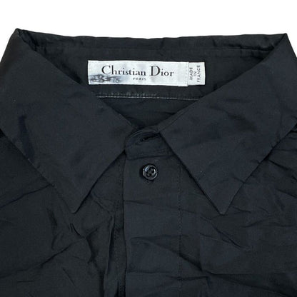 Dior Bee Embroidery Silk Shirt Blouse Long Sleeve Black Classic Sophisticated