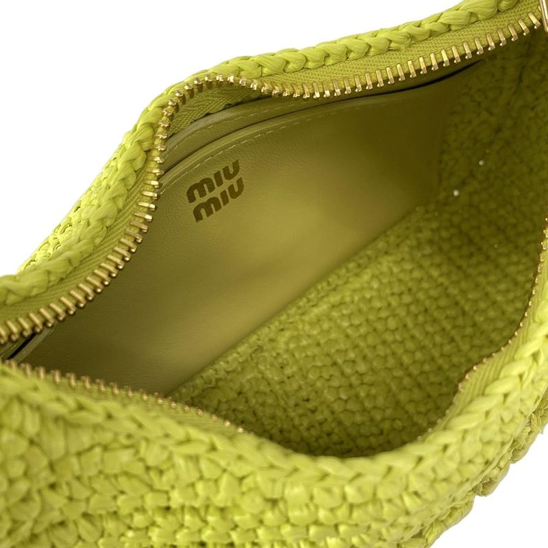Miu Miu Handbag Wonder Light Green Basket Bag Leather
