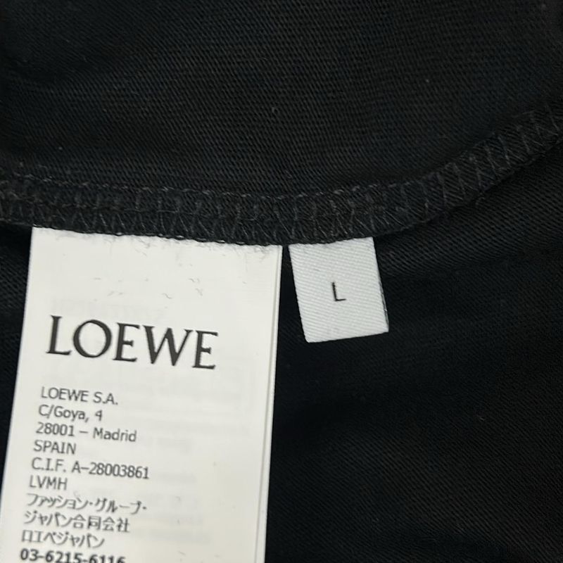 Loewe Short Sleeve T-Shirt L Black Crew Neck Anagram Cotton