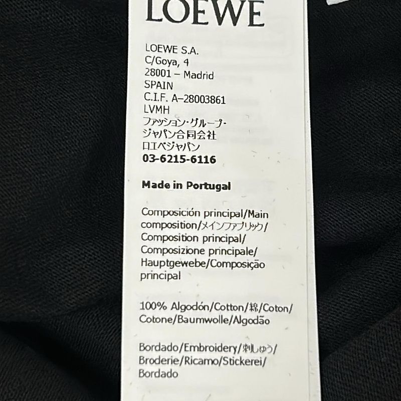 Loewe Short Sleeve T-Shirt L Black Crew Neck Anagram Cotton
