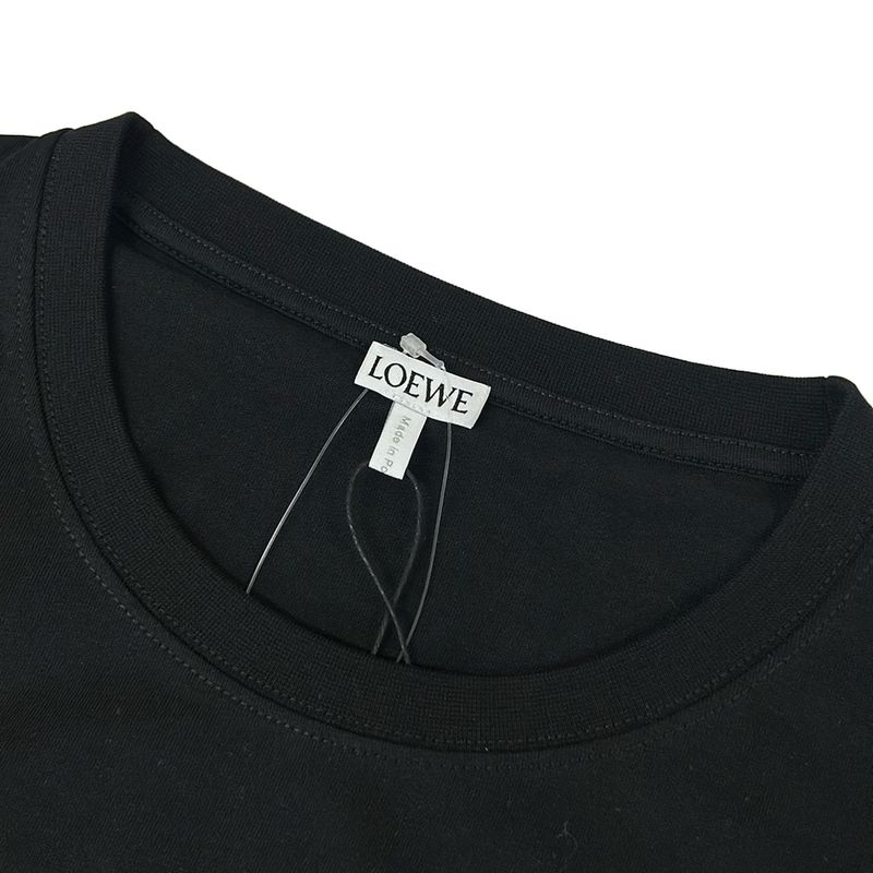 Loewe Short Sleeve T-Shirt L Black Crew Neck Anagram Cotton
