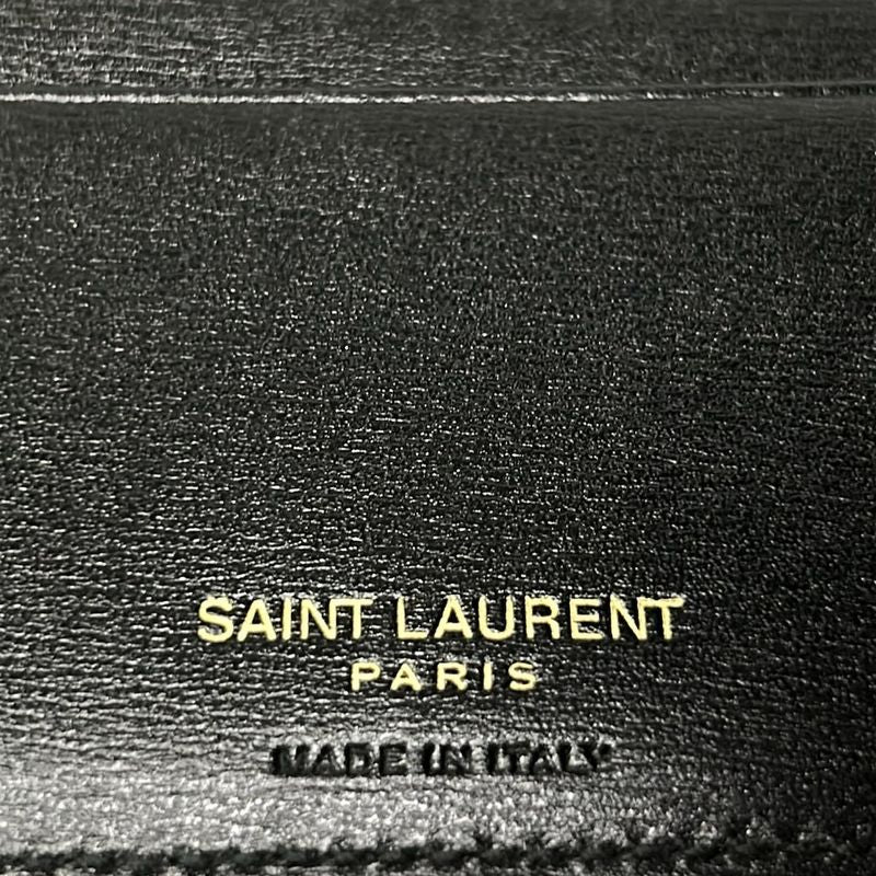 Saint Laurent Paris Bifold Wallet Black Gold Ysllogo Leather