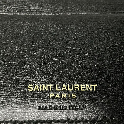 Saint Laurent Paris Bifold Wallet Black Gold Ysllogo Leather