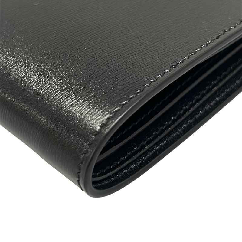 Saint Laurent Paris Bifold Wallet Black Gold Ysllogo Leather