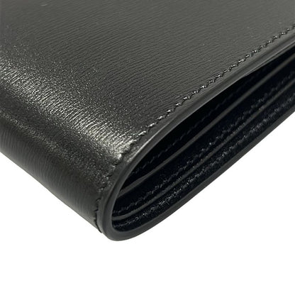 Saint Laurent Paris Bifold Wallet Black Gold Ysllogo Leather