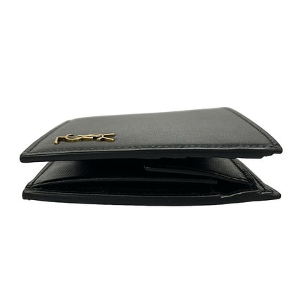 Saint Laurent Paris Bifold Wallet Black Gold Ysllogo Leather