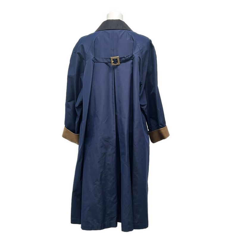 Hermes Coat 38 M Navy Silk Leather