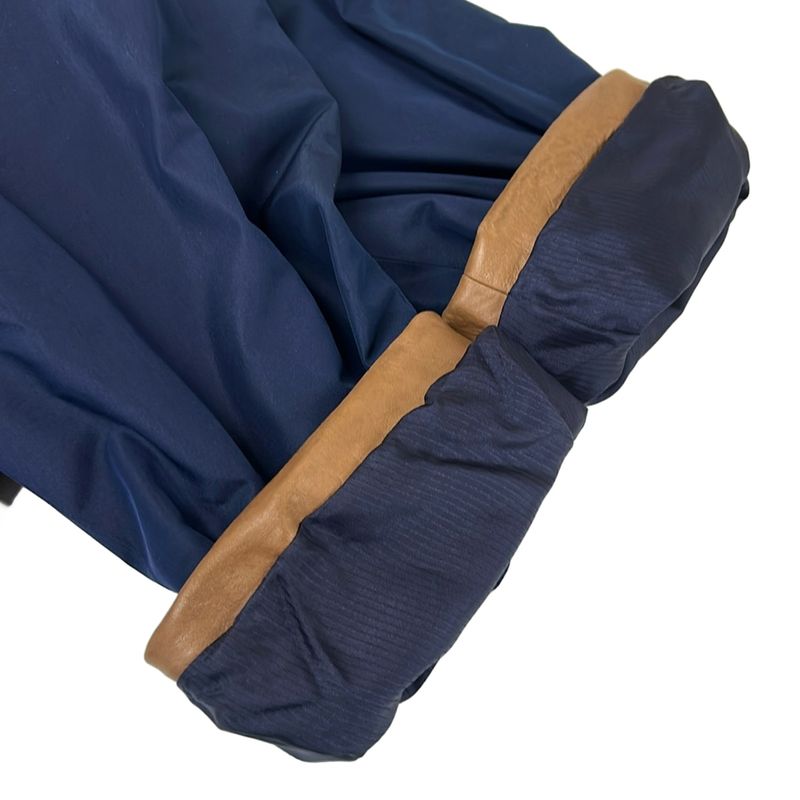 Hermes Coat 38 M Navy Silk Leather