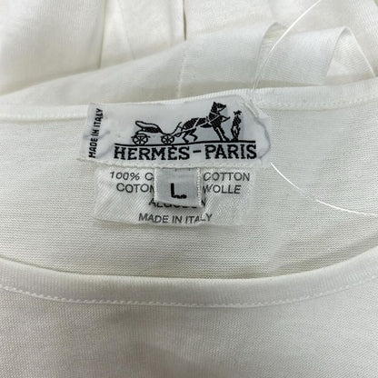 Hermes Short Sleeve T-Shirt L White Embroidery on