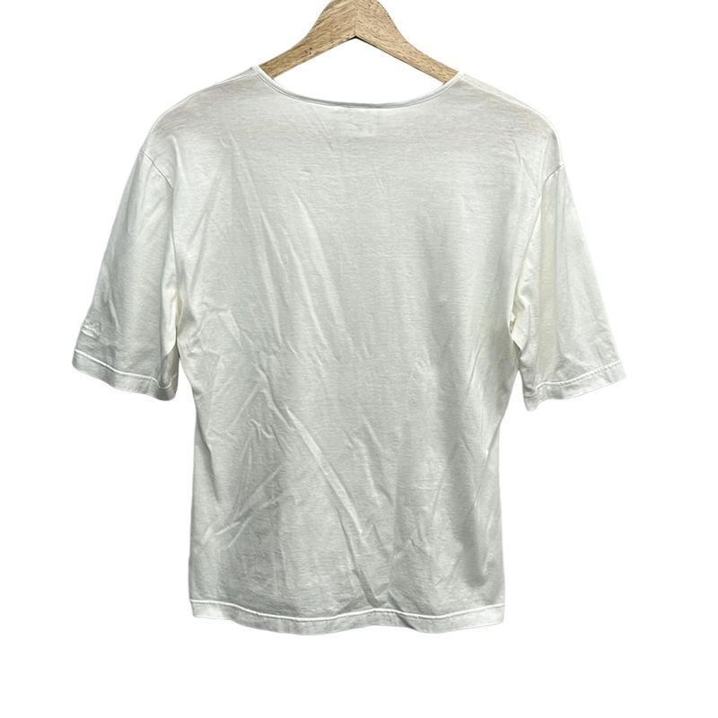 Hermes Short Sleeve T-Shirt L White Embroidery on