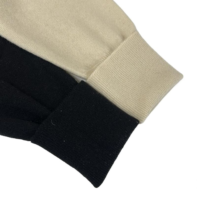 Chanel Long Sleeve Sweater 2 M Light Brown Black Ivory Clover Button Cashmere