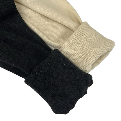 Chanel Long Sleeve Sweater 2 M Light Brown Black Ivory Clover Button Cashmere